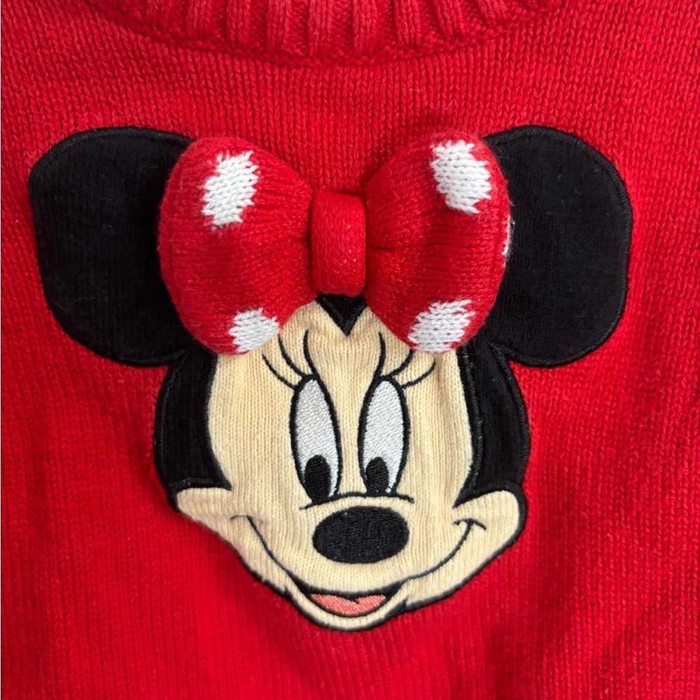 Toys’R’Us Disney Red Minnie Mouse Sweater with puff bow size 9M - Picture 4 of 6
